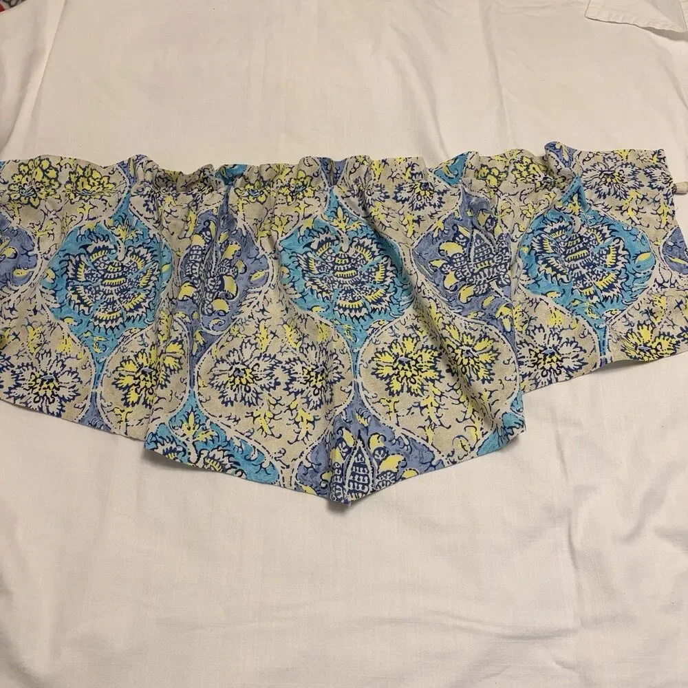 Waverly Kings Turban Prussian Blue Rod Pocket Valance Damask Pattern 52” X 20